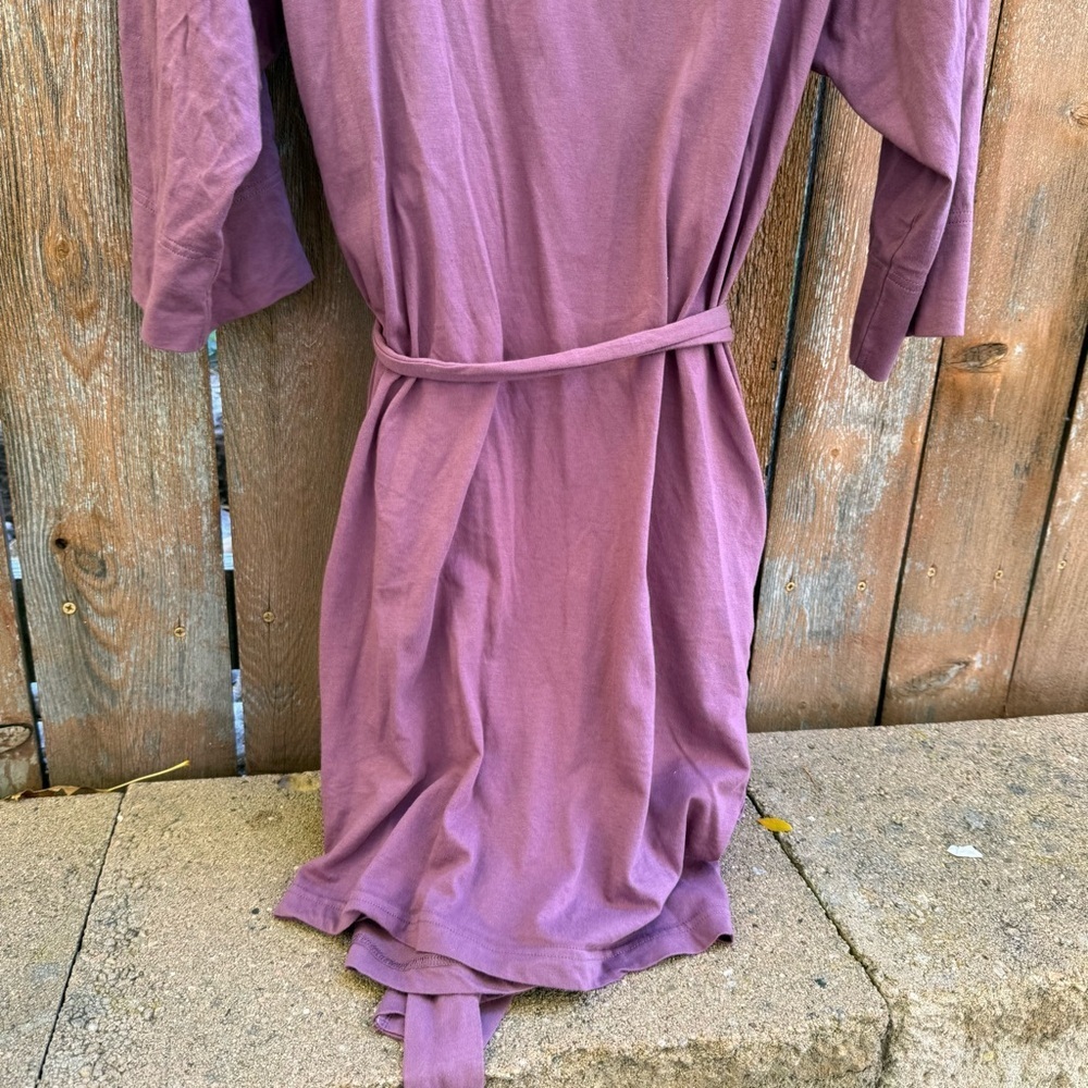 SIORO Women's Mauve Purple Robe 3/4 Sleeves Waist Tie Pockets Size Medium - Picture 5 of 9